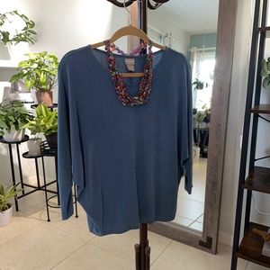 Chicos Top with crocheted necklace